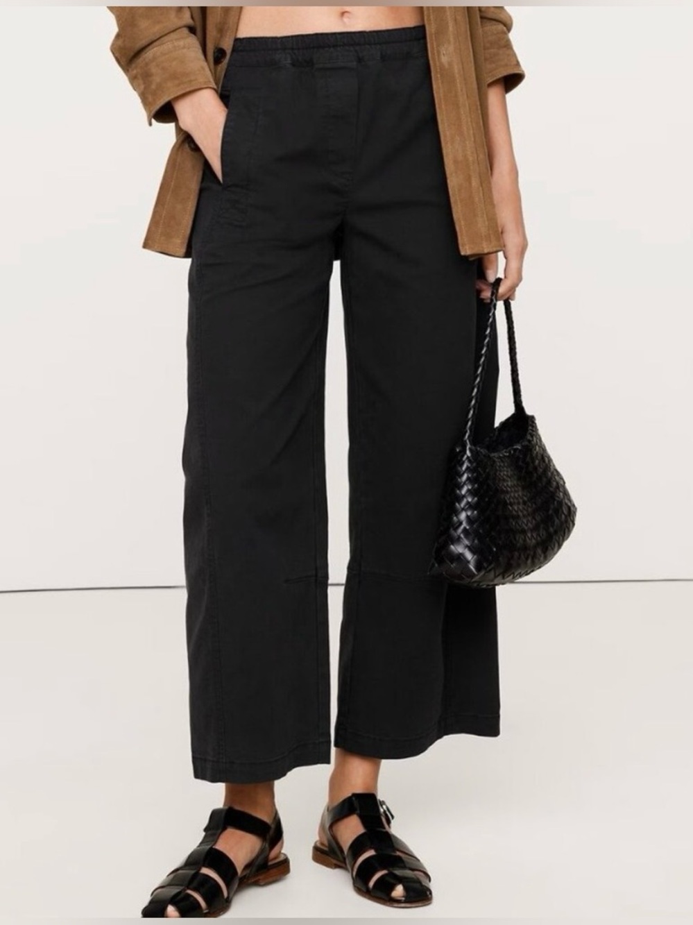 NWT Banana Republic Mid-Rise Relaxed Painter Pull-On Pant Black Small Tall